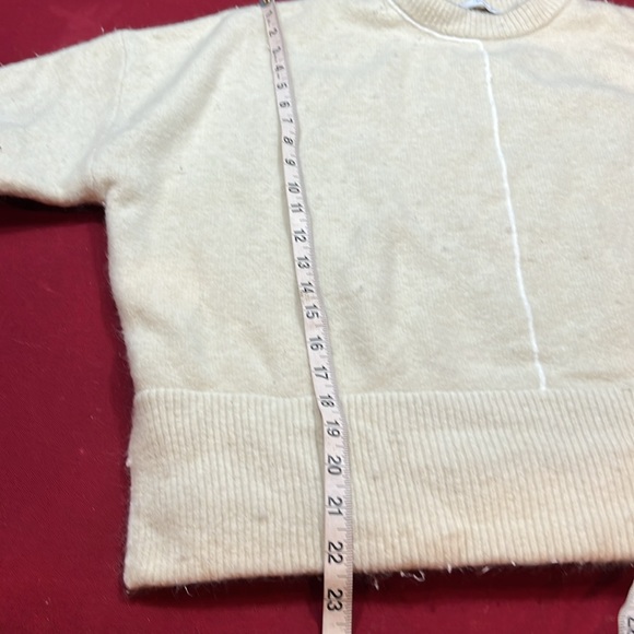 ZARA heavy soft IVORY knit SWEATER PIPING boxy slouchy wool acrylic crew neck Lg - Picture 9 of 15